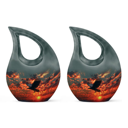 Cross Drop design Crow Urn
