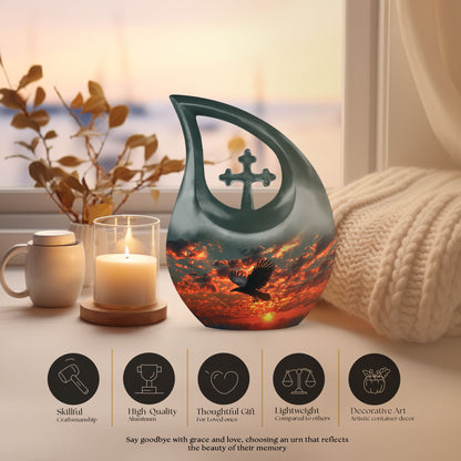 Cross Drop design Crow Urn