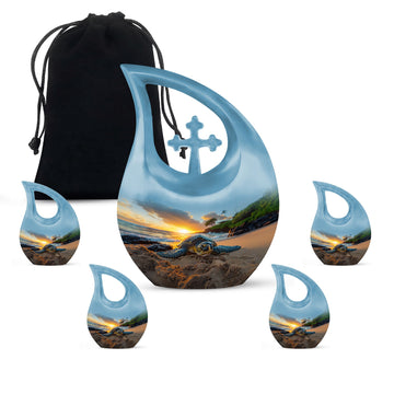 10 inch large Urn with 4 Keepsake 3 Inch Urns