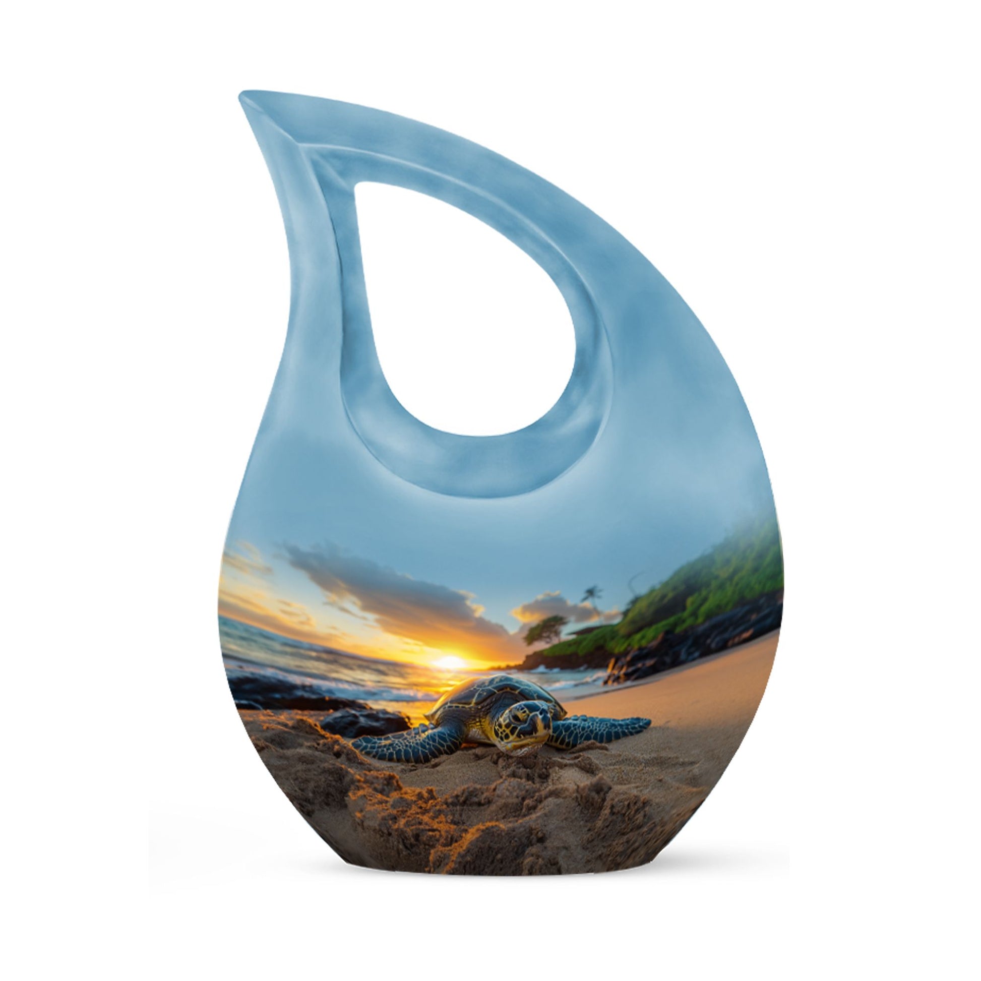 10-inch affordable Turtle Urn with Cross Drop design
