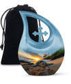 Turtle Memorial Urn - Blue Adult Urns For Human Ashes For Mom and Dad