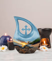 10-inch affordable Turtle Urn with Cross Drop design