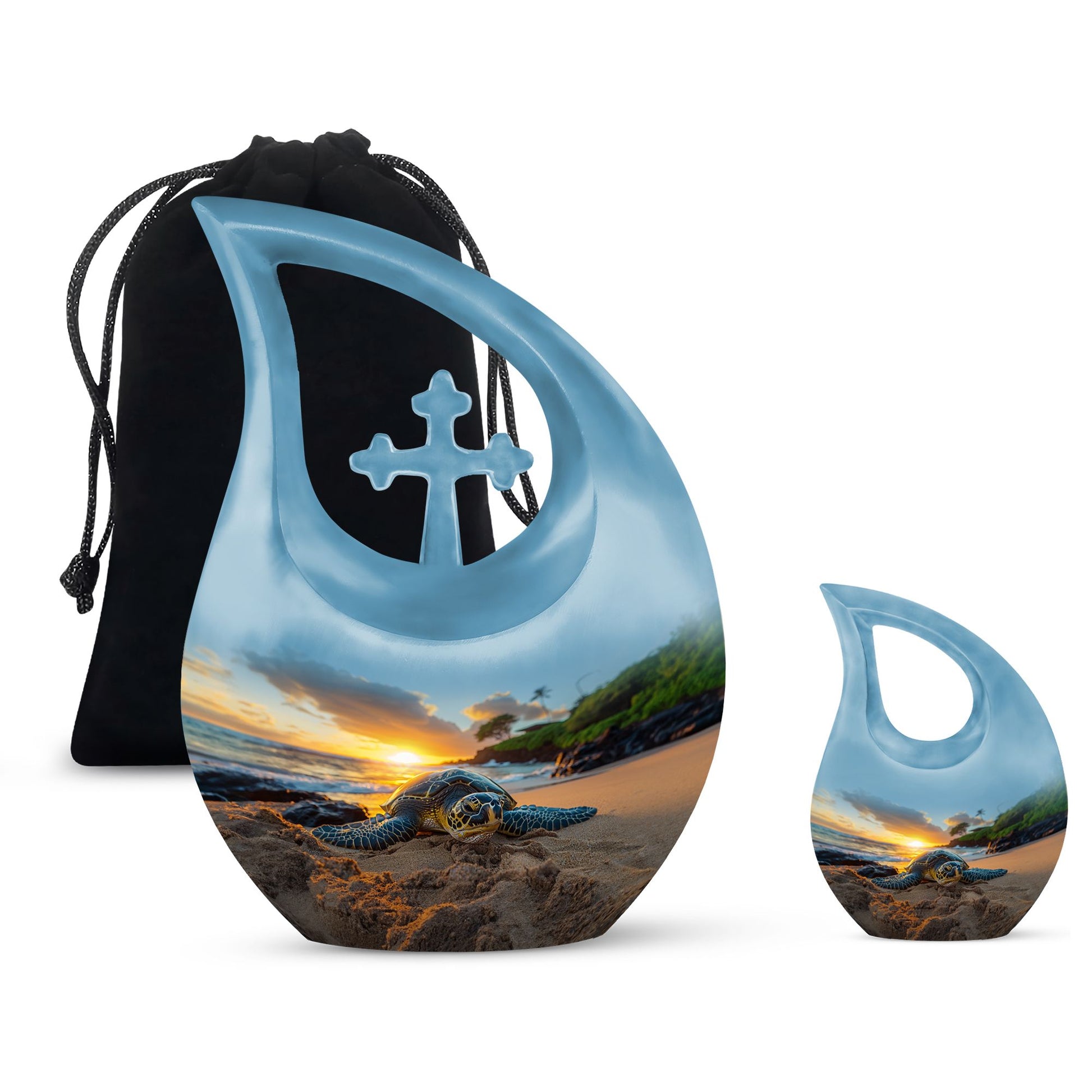 10-inch affordable Turtle Urn with Cross Drop design