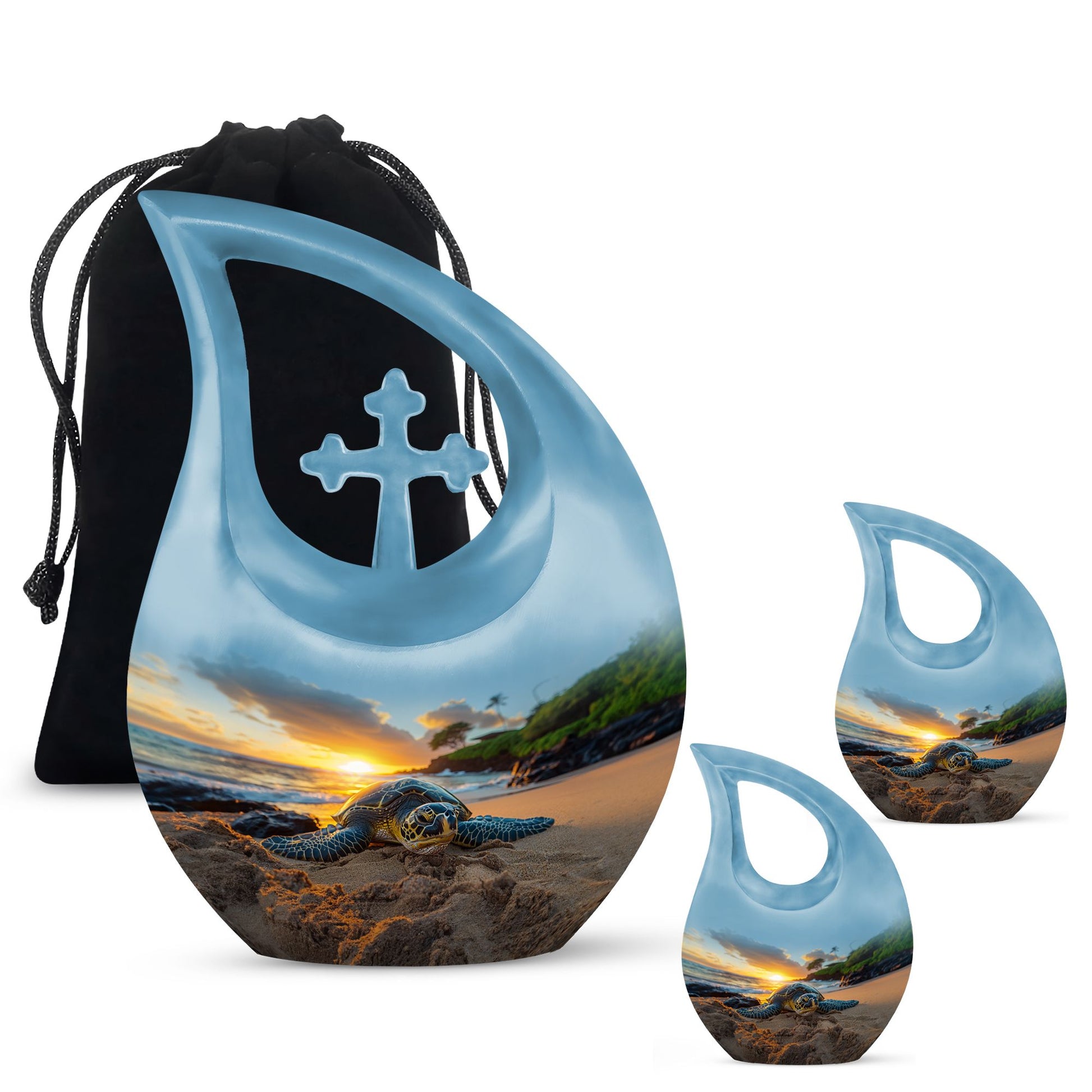 10-inch affordable Turtle Urn with Cross Drop design