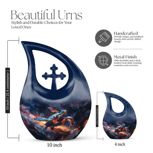 10-inch turtle-themed large cremation urn