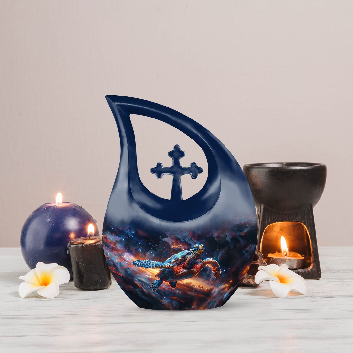 10-inch turtle-themed large cremation urn