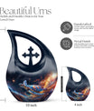 10-inch Personalized Turtle Urn with Cross Drop design.