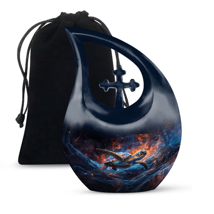 Cross Drop Design Turtle urn for ashes