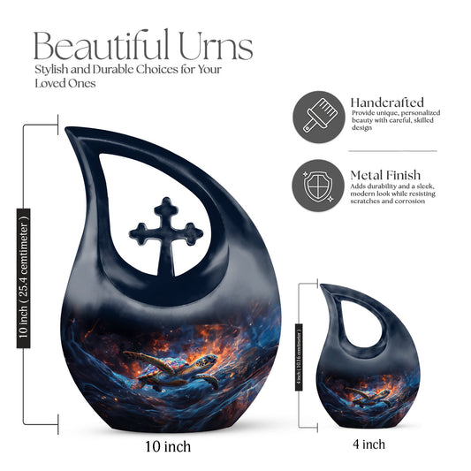 Cross Drop Design Turtle urn for ashes