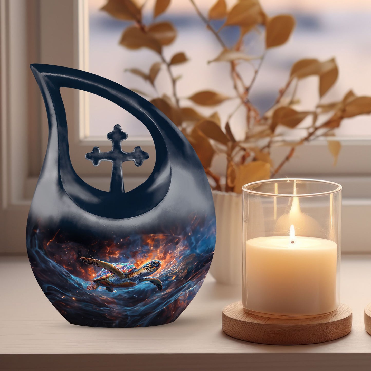 Cross Drop Design Turtle urn for ashes