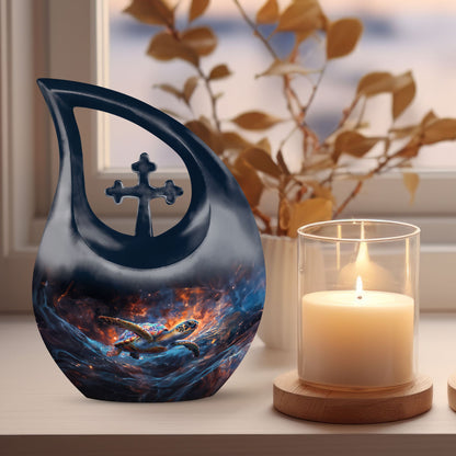 Cross Drop Design Turtle urn for ashes