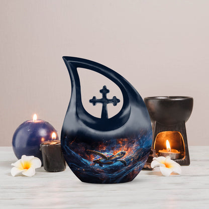 Cross Drop Design Turtle urn for ashes