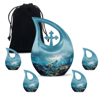 Personalized Turtle Keepsake Urn for Human Ashes - 10-inch, 200 cu in - Yatskia
