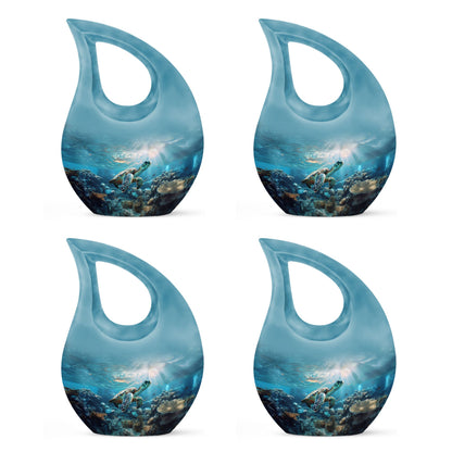 10-inch Turtle-themed Cross Drop Urn
