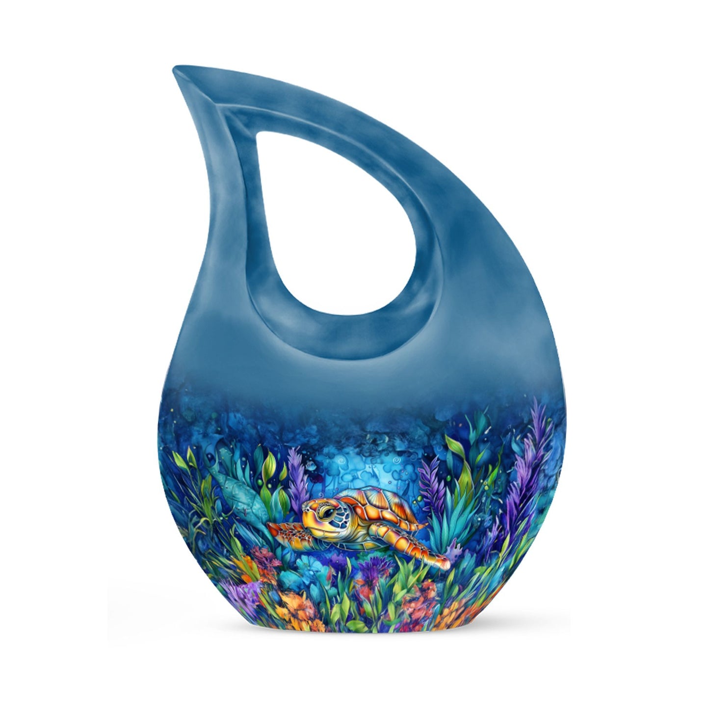 10-inch Turtle themed Cross Drop Design Cremation Urn