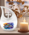 10-inch turtle-themed cross drop design urn