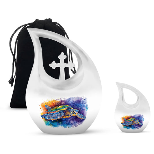 Colorful Personalized Turtle Cremation Urn for Adult - 10-inch, 200 cu in - Yatskia