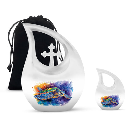 Turtle Theme Large Urn With 1 Keepsake Urn