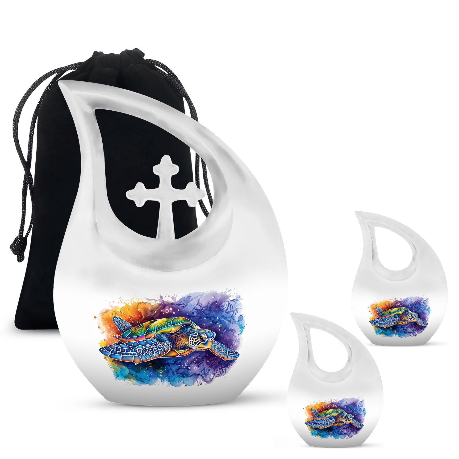 Turtle Theme Large Urn With 2 Keepsake Urn