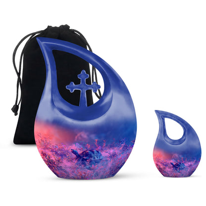 Turtle Theme Large Urn With 1 Keepsake Urn