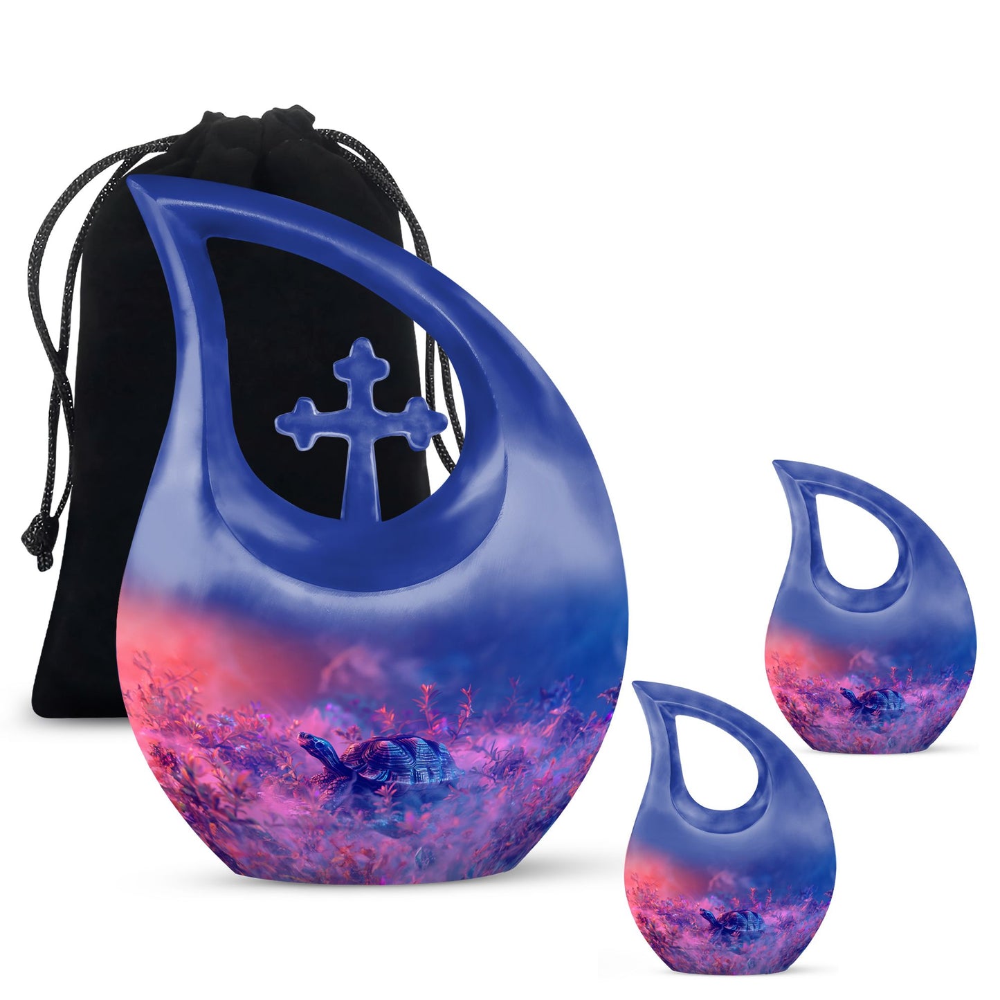 Turtle Theme Large Urn With 2 Keepsake Urn