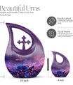 Turtle-themed 10 inch aluminum cross drop design funeral urn