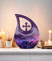 Turtle-themed 10 inch aluminum cross drop design funeral urn