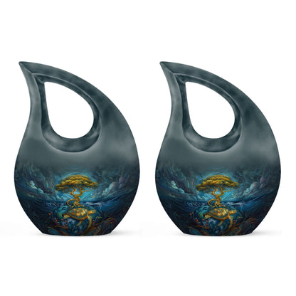10-inch affordable Turtle Urn with cross drop design