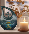 10-inch affordable Turtle Urn with cross drop design