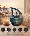 10-inch affordable Turtle Urn with cross drop design