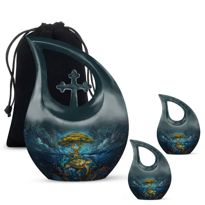 Personalized Turtle Cremation Urn for Human Ashes - 10-inch, 200 cu in - Yatskia
