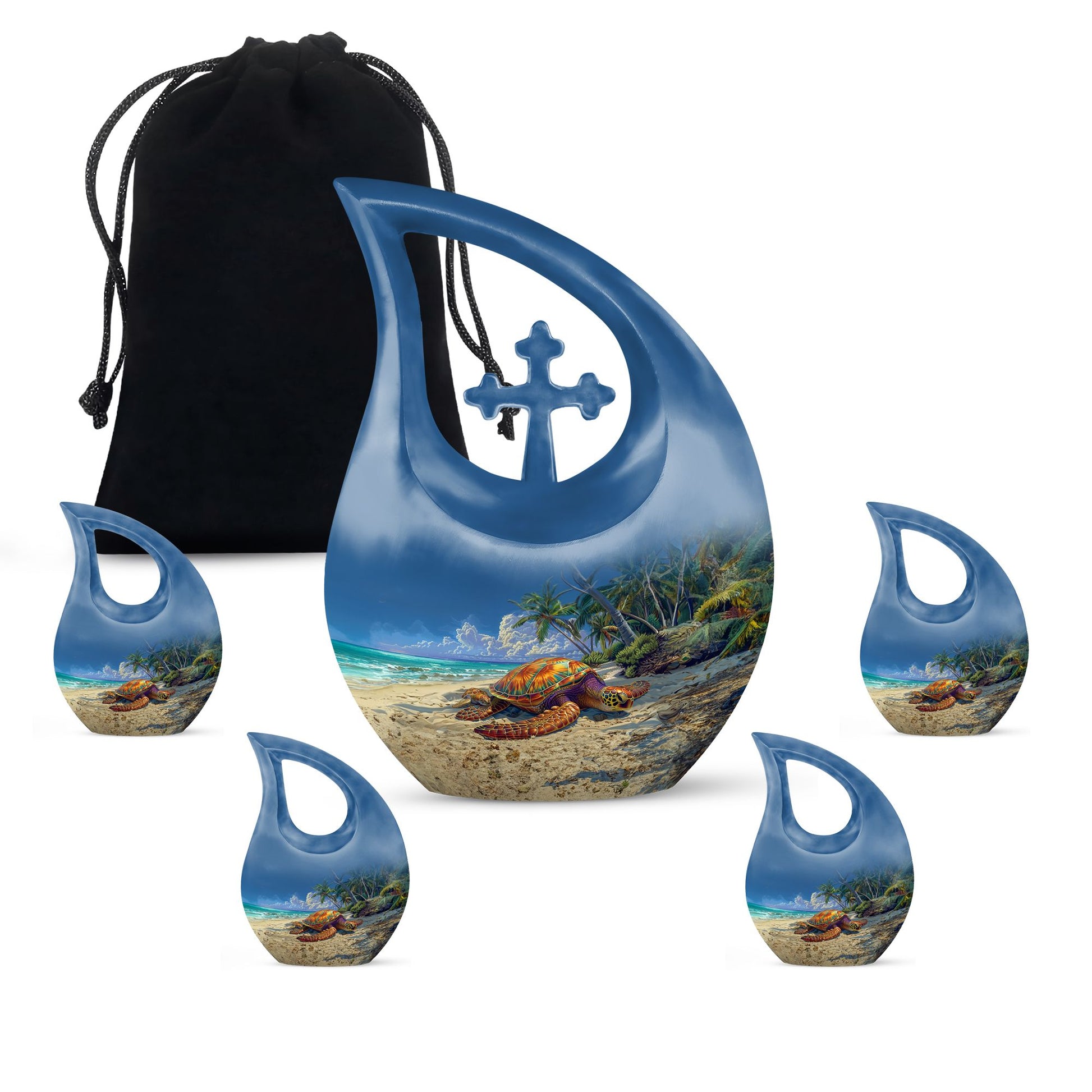 10-inch Turtle Urn with Cross Drop design