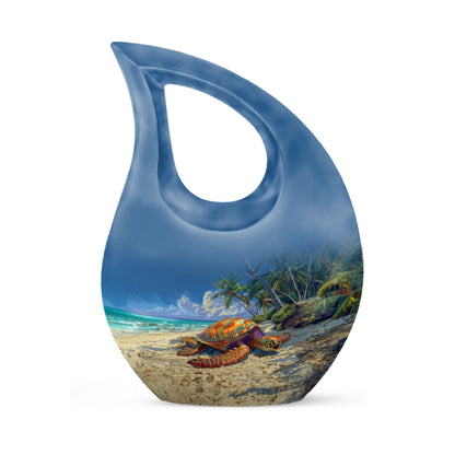10-inch Turtle Urn with Cross Drop design