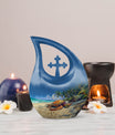 10-inch Turtle Urn with Cross Drop design