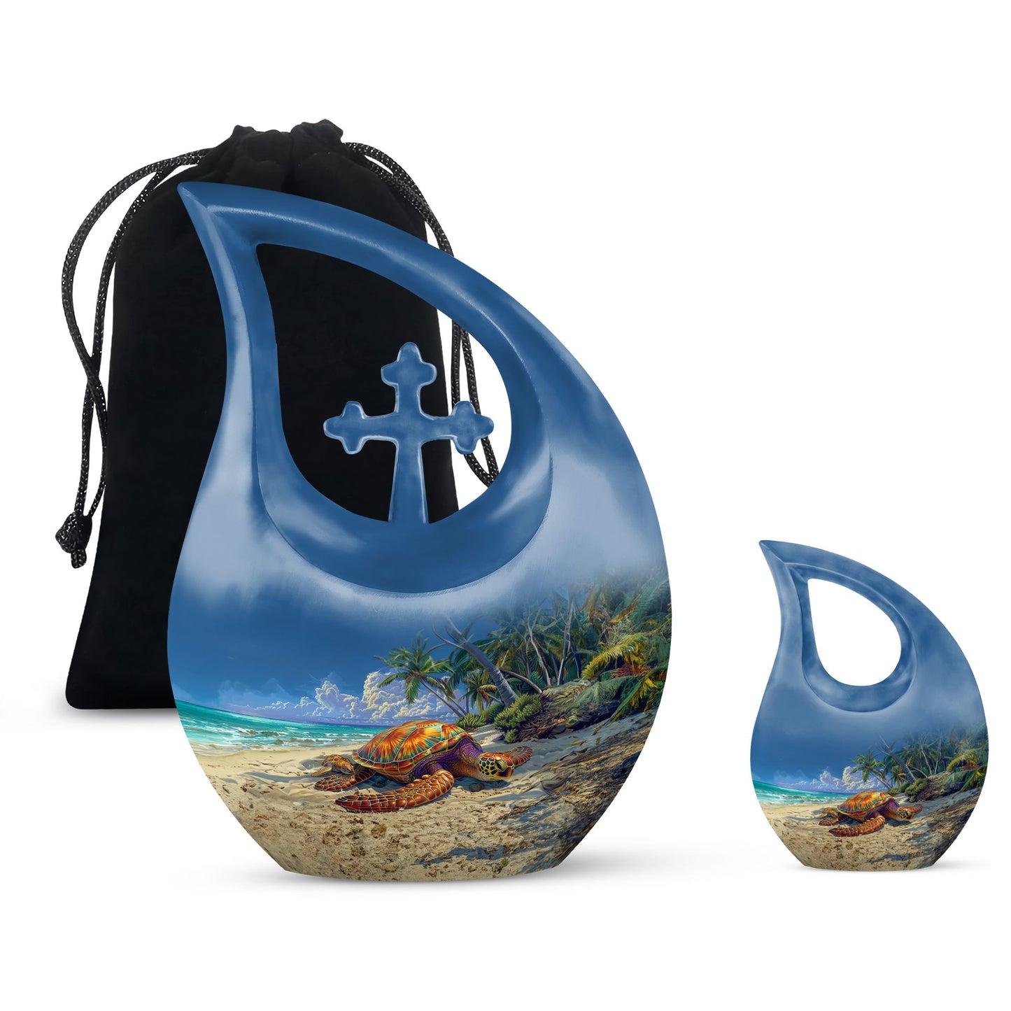 10-inch Turtle Urn with Cross Drop design