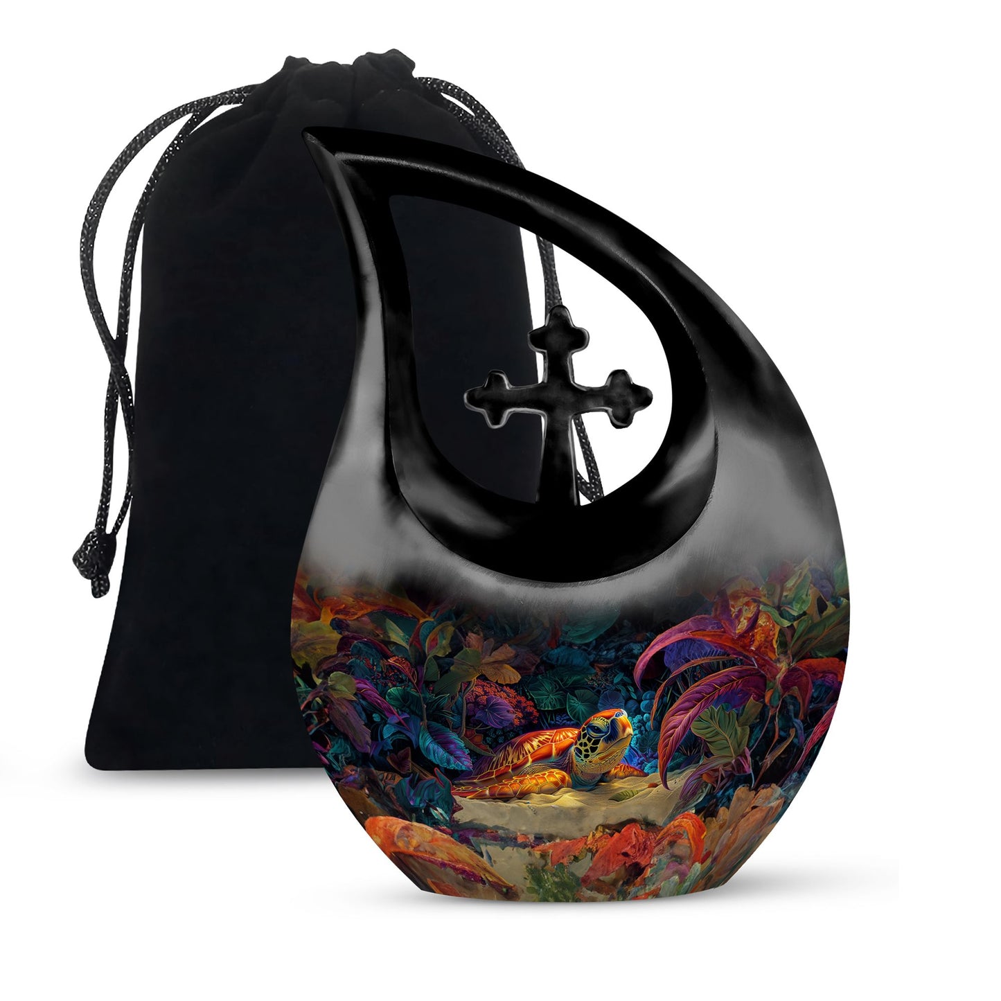 Colorful Personalized Turtle Cremation Urn for Mom - 10-inch, 200 cu in - Yatskia