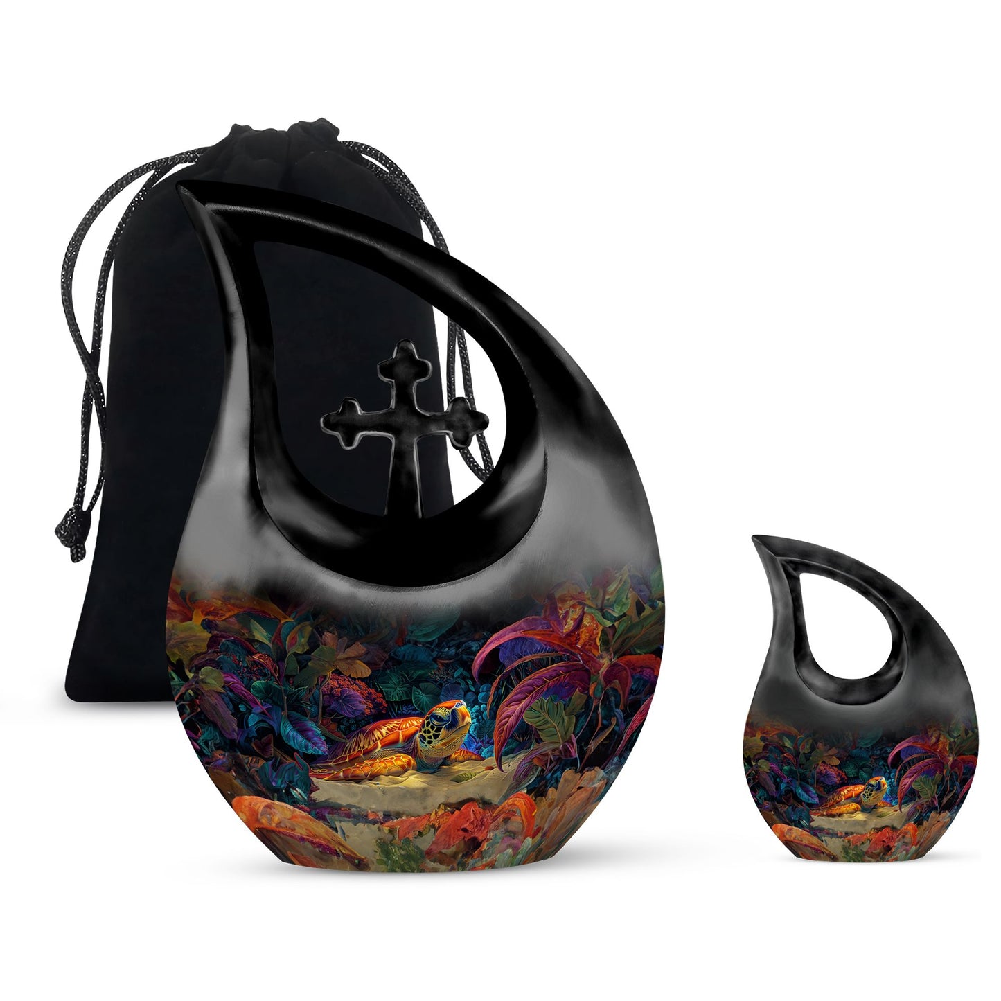 Colorful Personalized Turtle Cremation Urn for Mom - 10-inch, 200 cu in - Yatskia