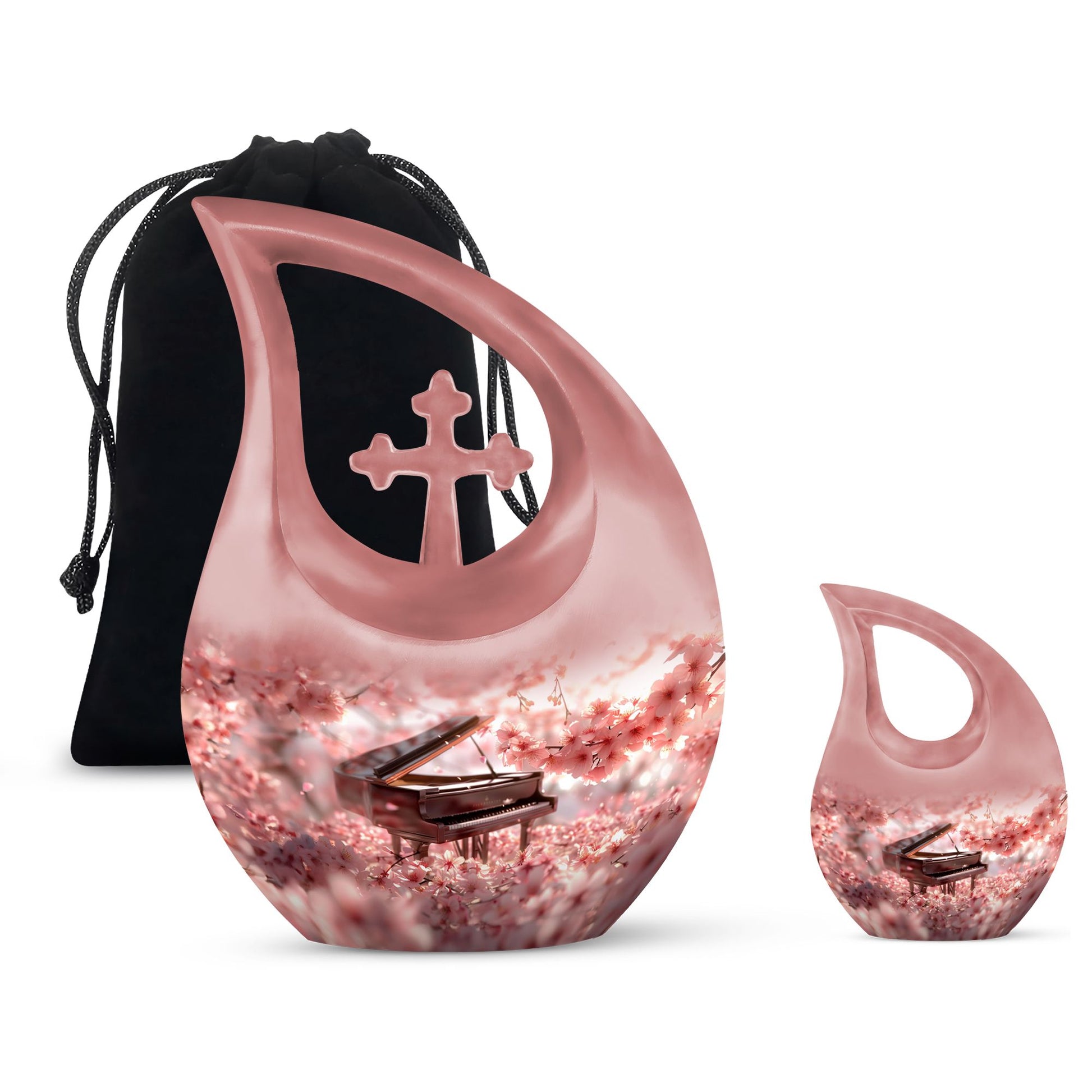 Piano Theme Large Urn With 1 Keepsake Urn