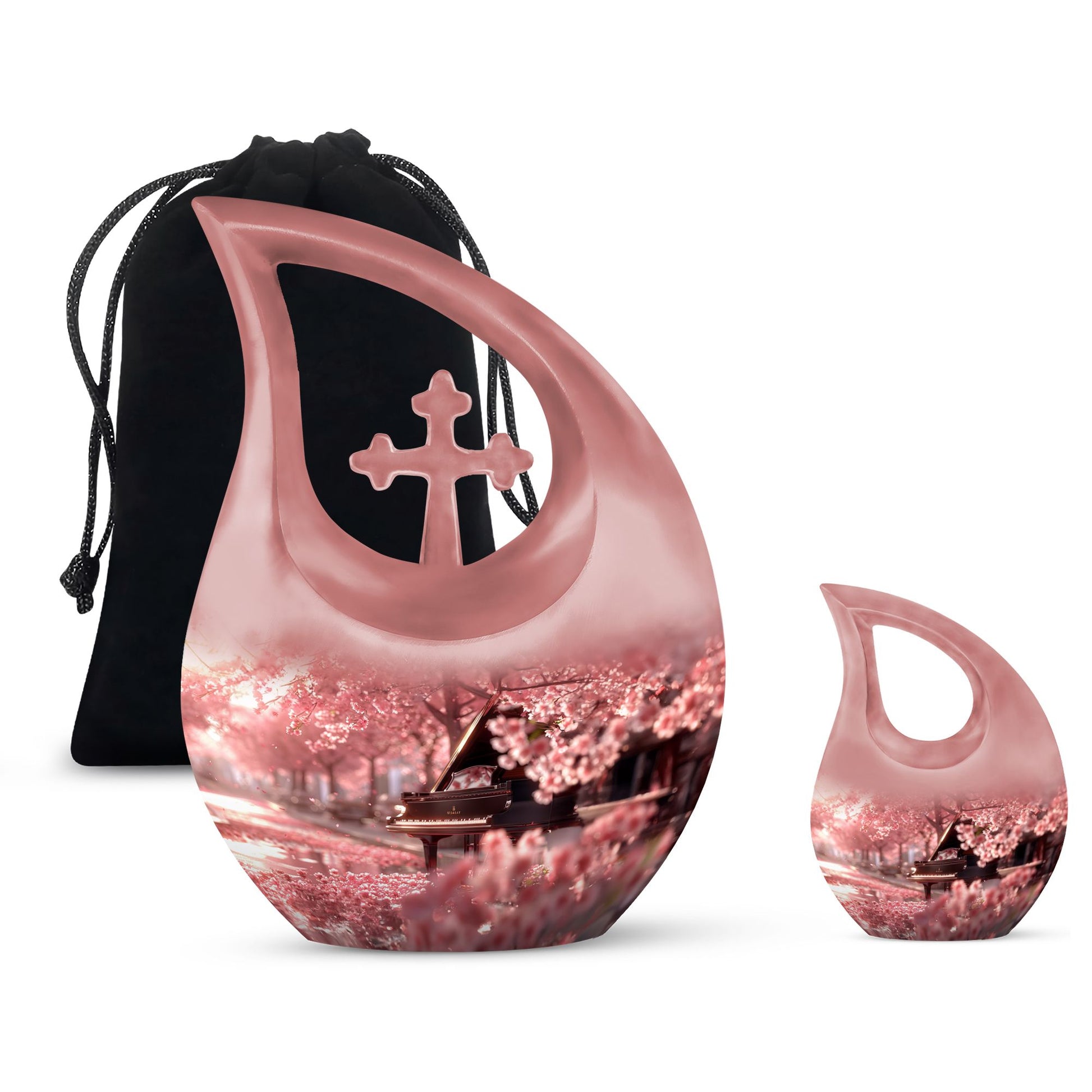 Piano Theme Large Urn With 1 Keepsake Urn