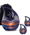 Sunrise Theme Large Urn With 2 Keepsake Urn