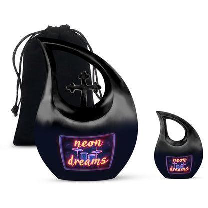 Drums And Music Theme Large Urn With 1 Keepsake Urn