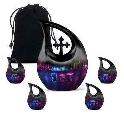 Drums And Music Theme Large Urn With 4 Keepsake Urn