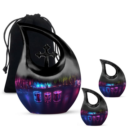 Drums And Music Theme Large Urn With 2 Keepsake Urn