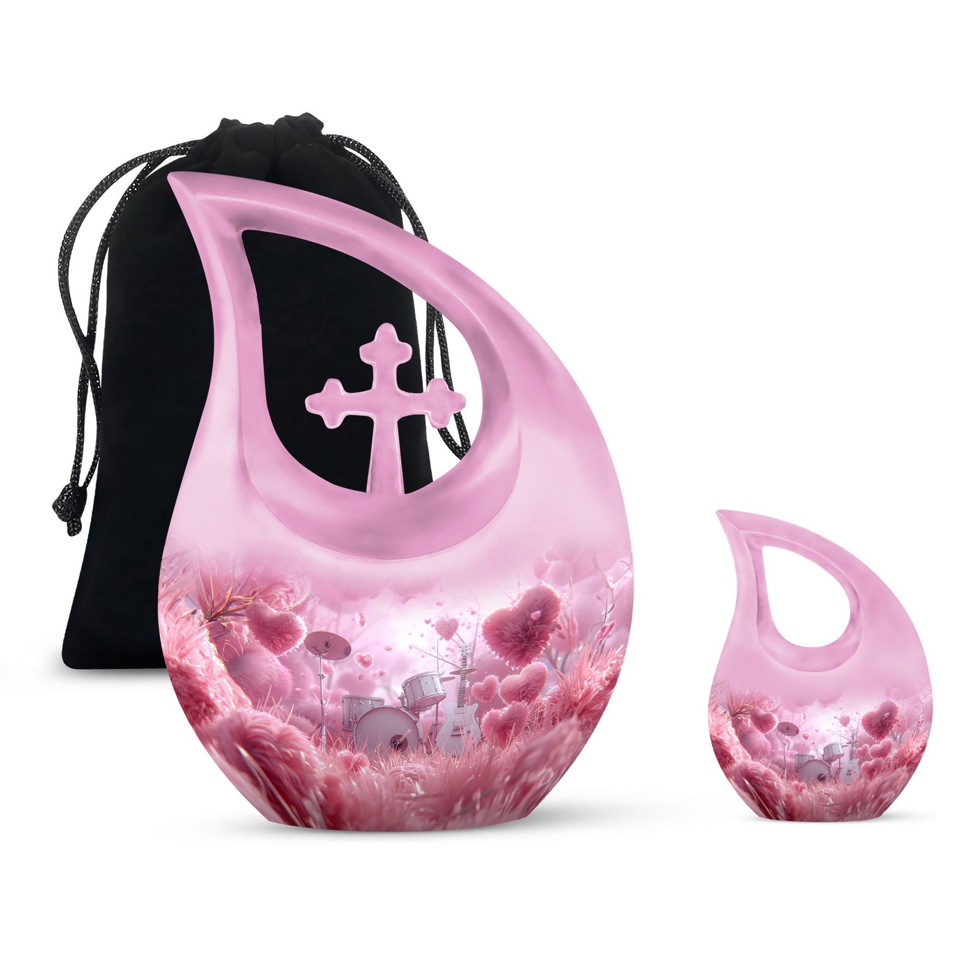 Drums And Music Theme Large Urn With 1 Keepsake Urn