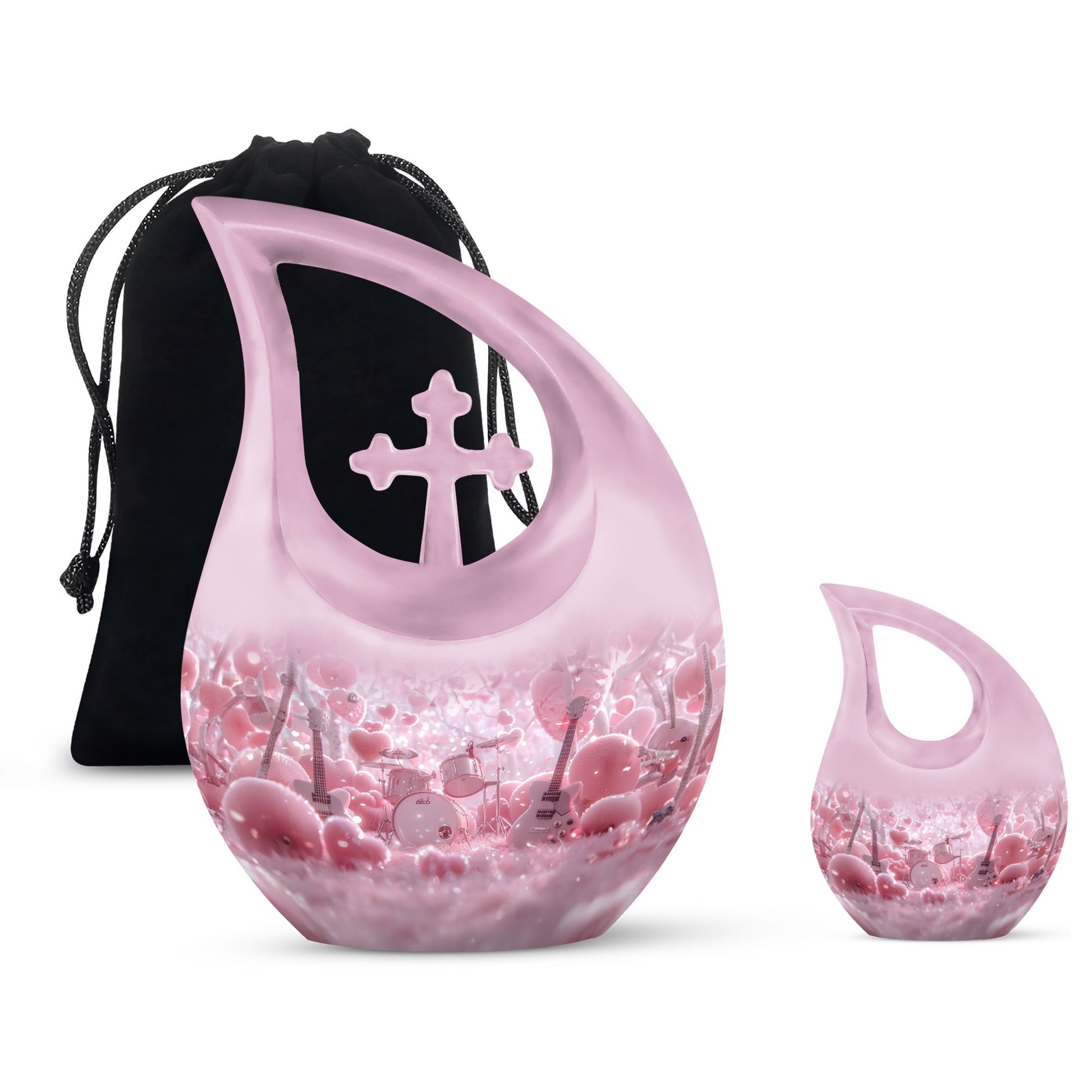 Drums And Music Theme Large Urn With 1 Keepsake Urn