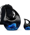 Lion Theme Large Urn With 1 Keepsake Urn