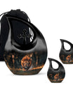 Lion Theme Large Urn With 2 Keepsake Urn
