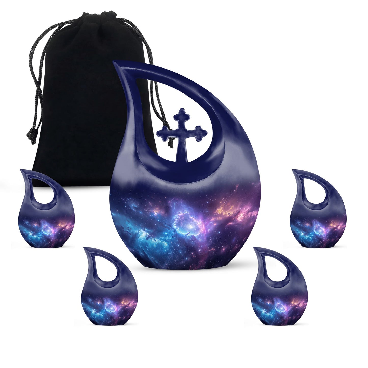 Galaxy Theme Large Urn With 4 Keepsake Urn