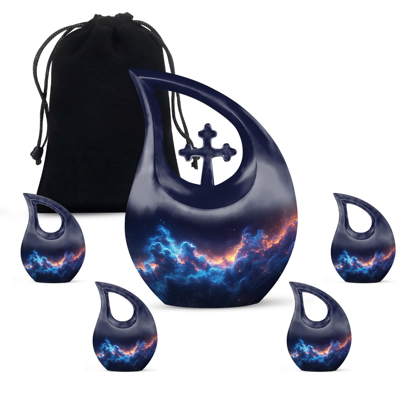 Galaxy Theme Large Urn With 4 Keepsake Urn