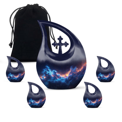 Galaxy Theme Large Urn With 4 Keepsake Urn